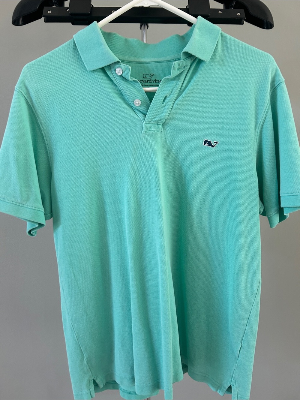 Vineyard Vines Men’s Polo Shirt Aqua Mint Whale Logo - Size Small